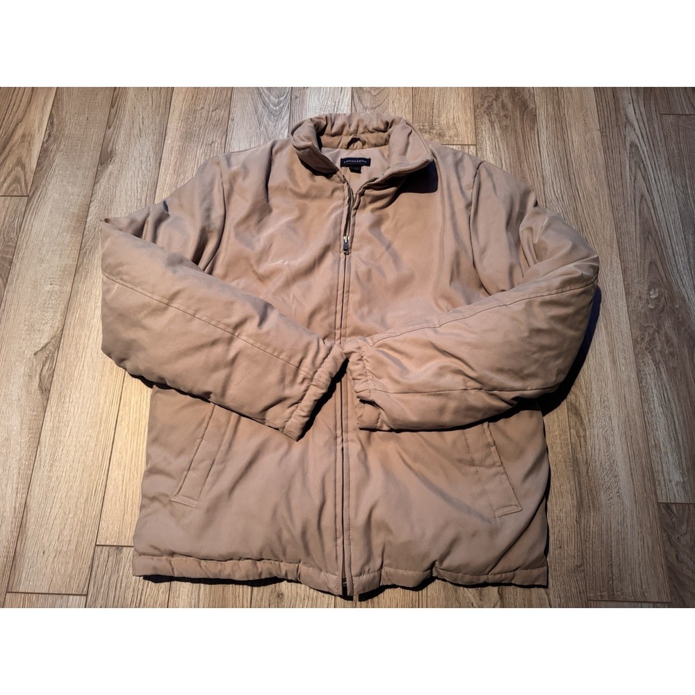 Lands End Mens Tan Goose Down Puffer Jacket‎ Coat Medium Tall M/T 38-40 Khaki